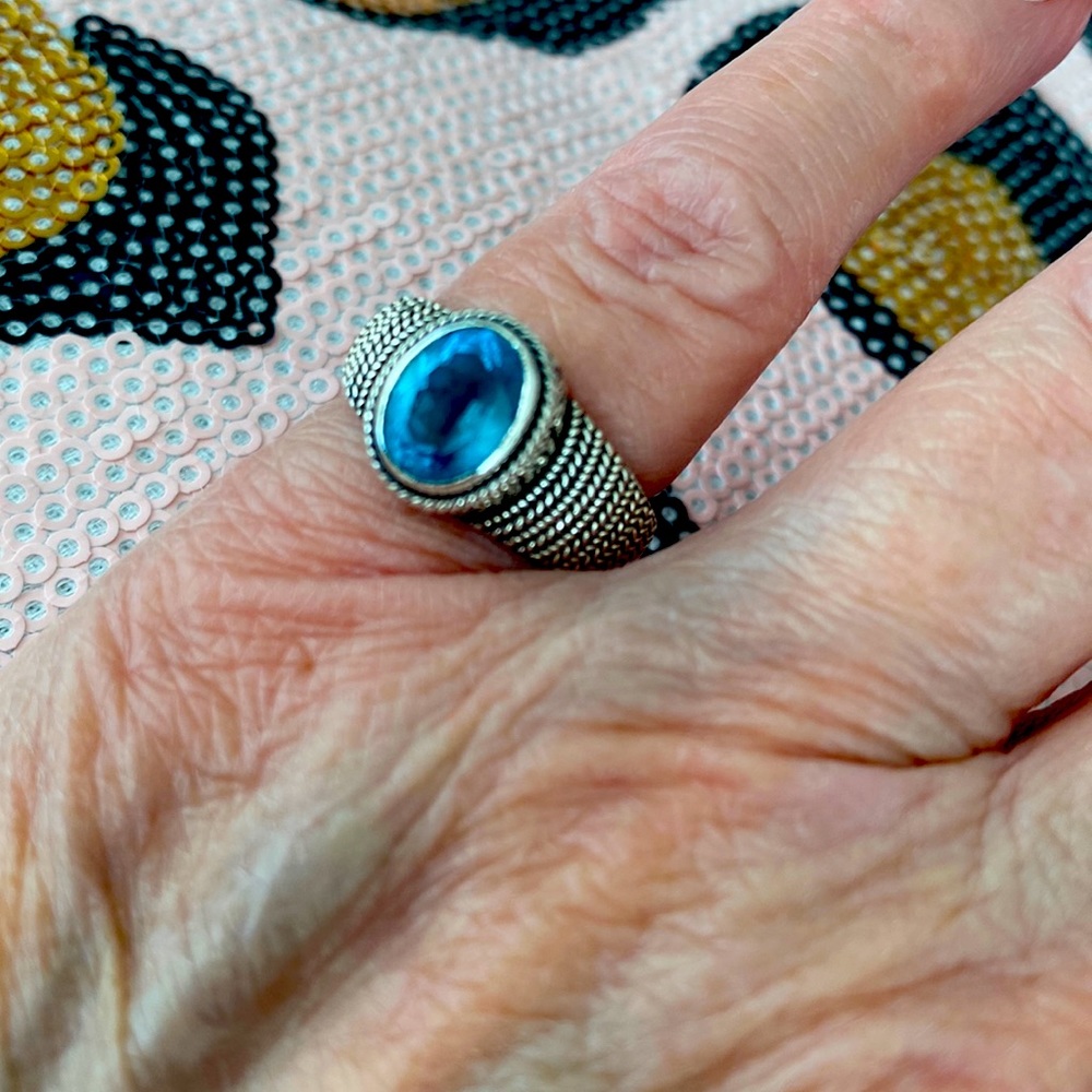 Blue topaz stone sterling silver ring